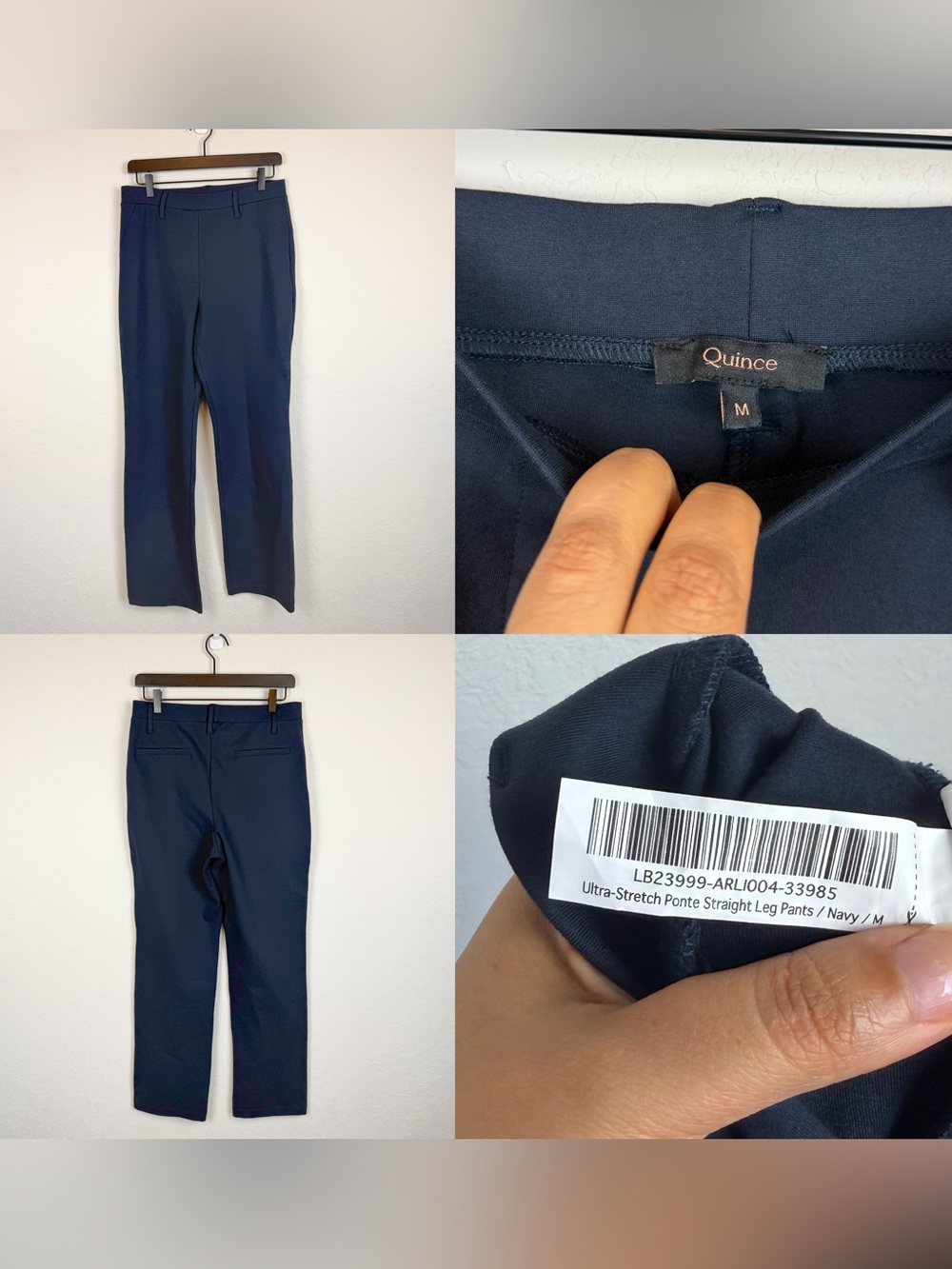 •QUINCE• Ultra Stretch Straight Leg Ponte Pant Navy Size Medium